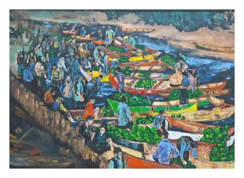 لنگرود، بار هندوانه بر ساحل رودخانه، ابعاد: ۷۰×۱۰۰